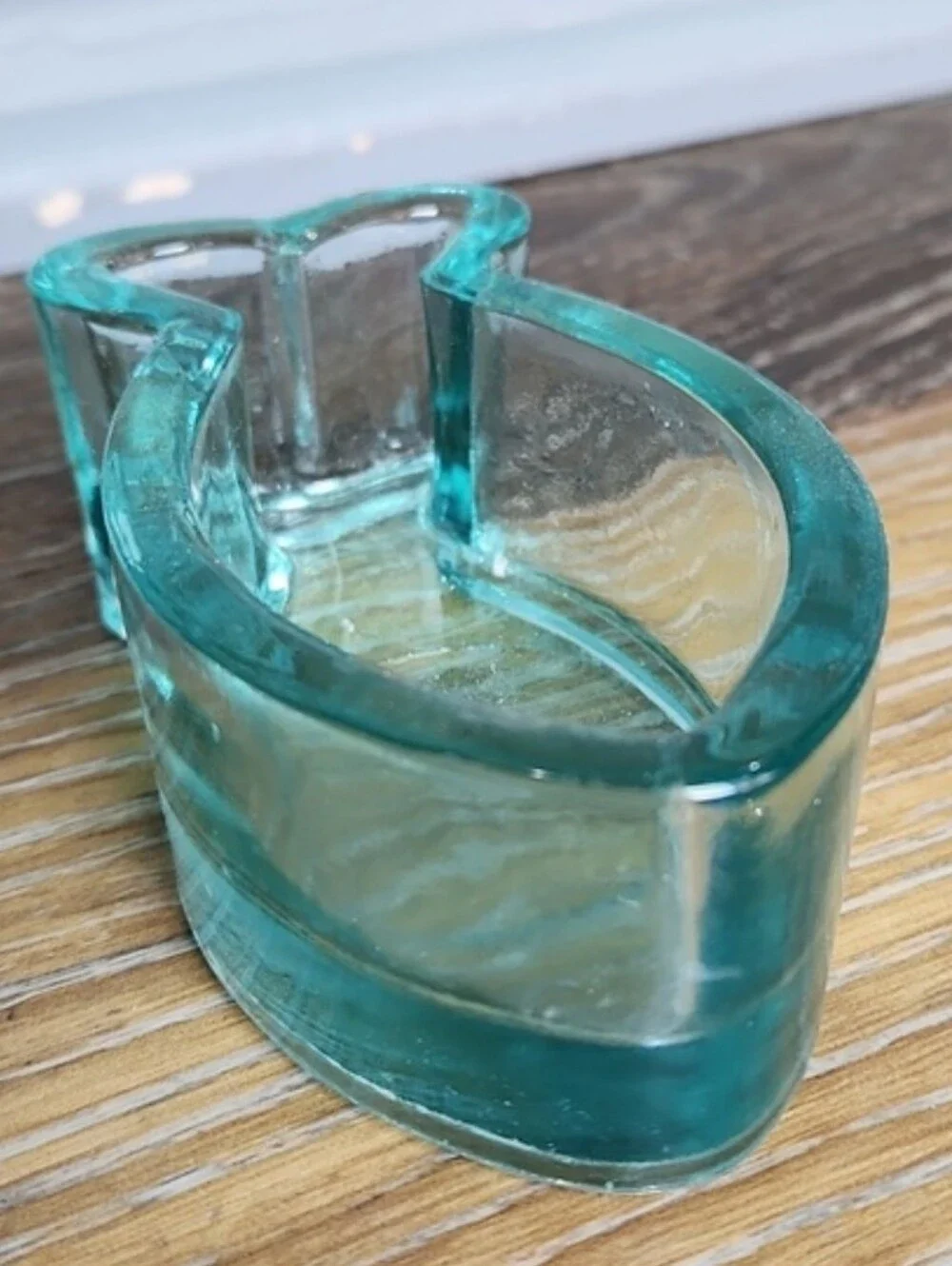 Blue Teal Glass Fish Shaped Votive Candle Holder